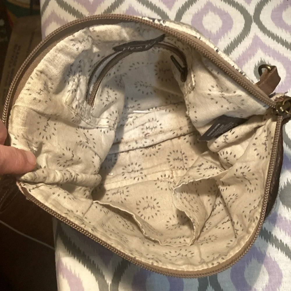 Myra Bag cotton and leather large clutch